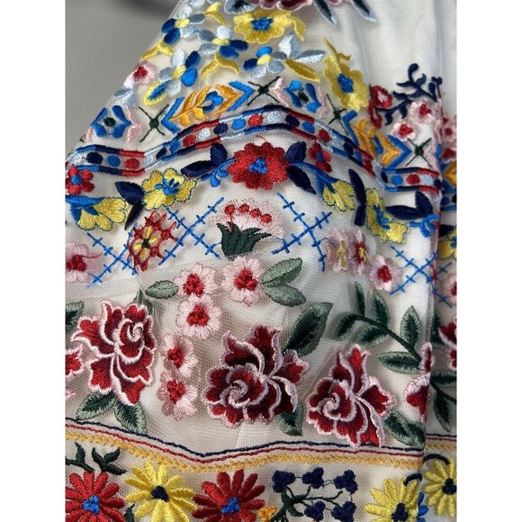 For You DRESS Size XXL White Blue EMBROIDERED 2 Piece Skirt Crop Top Pageant NWT - Picture 10 of 16